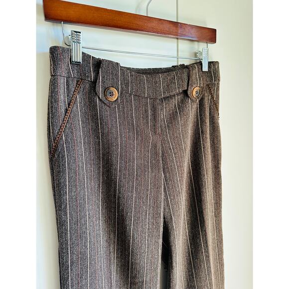 Y2K Low Rise Pinstriped Cropped Pants Brown SZ 6 Low Waist Size 30" Indie Vibes - Picture 9 of 11
